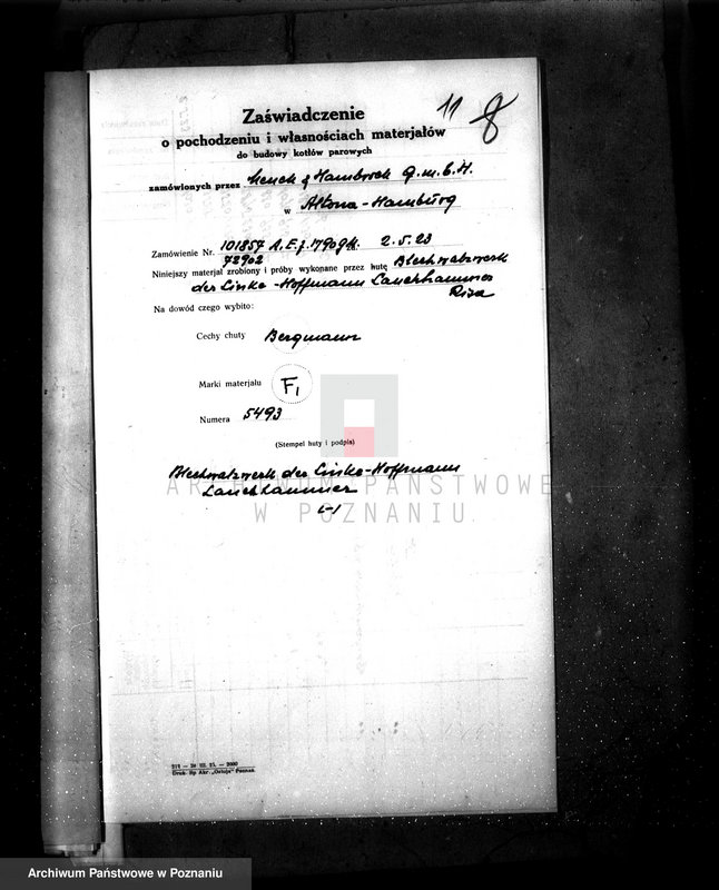 Obraz 15 z jednostki "Młyn parowy T. Gajewski w Prusach pow. jarociński nr woj. kotła 6323"