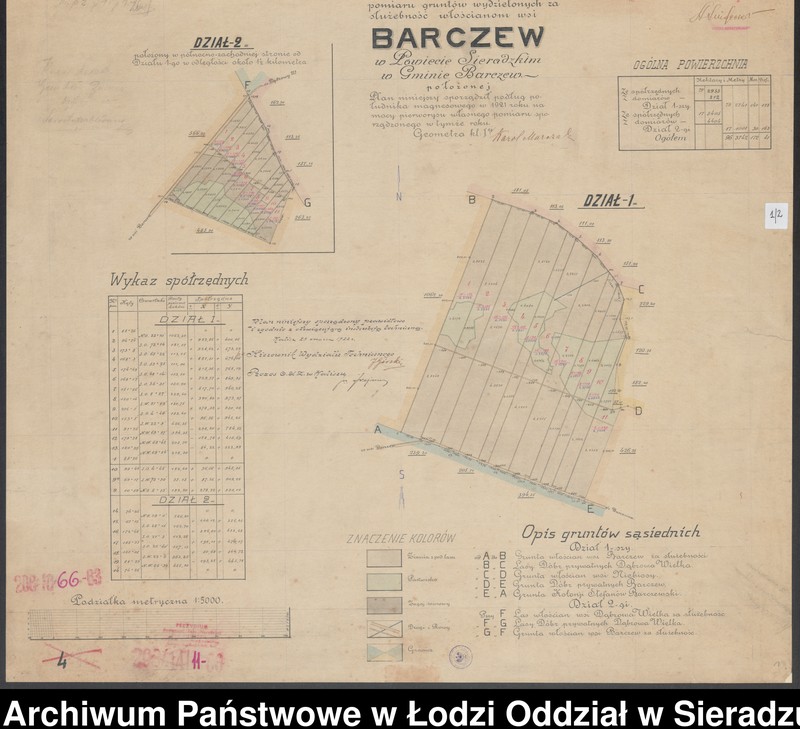 Obraz z jednostki "Plan pomiaru gruntów wydzielonych za służebność włościan wsi Barczew, gmina Barczew"