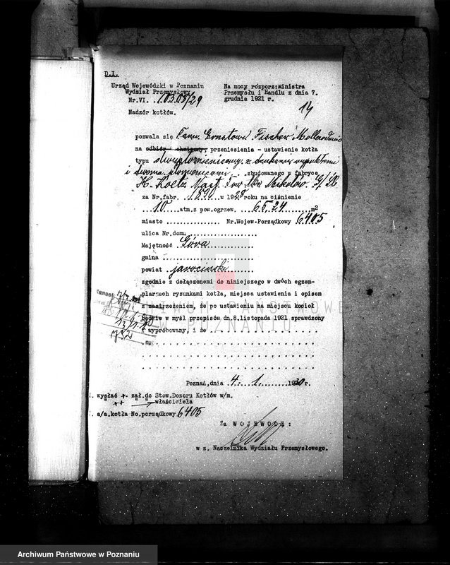 Obraz 19 z jednostki "Gorzelnia w majątku Góra pow. jarociński kocioł nr fabr. 1890 woj. 6405"