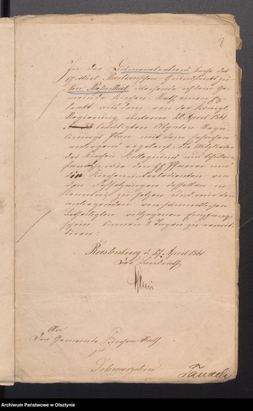 image.from.unit.number "Dismembrationssachen des Bauerngrundstück Neu Rosenthal Nr 38 zwecks Kenntnisnahme des Abgaben Regulirungs Plan durch der Mitglieder des Kirchen Kollegium und Schulvorstan."