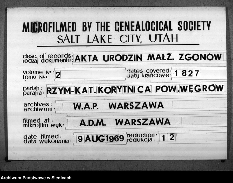 Obraz 1 z jednostki "Akta urodzin, małżeństw, zgonów"