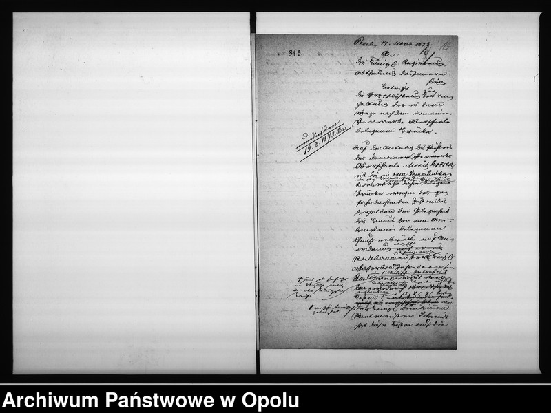 Obraz 13 z jednostki "Acta des Magistrats zu Oppeln betreffend die kleine Brücke im Wege nach dem Domainen Vorwerk Oberschale"