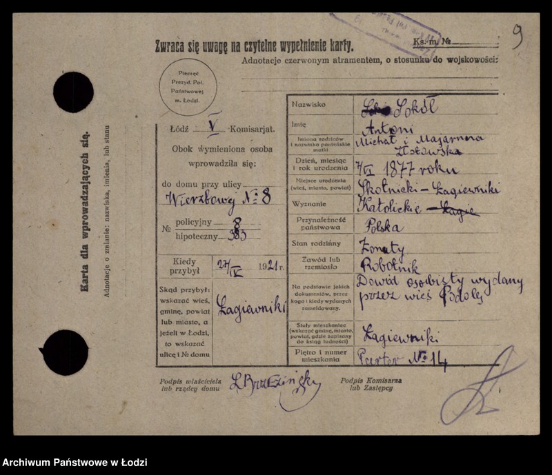 Obraz 12 z jednostki "[Spis ludności Łodzi] Sokowska-Sońska"