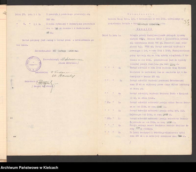 Obraz 10 z jednostki "Budżet gminy wyznaniowej żydowskiej w Bodzentynie na 1934 r"