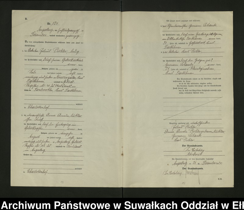 image.from.unit.number "[Heirats - Register (Neben - Register) Standesamt Angerburg einschl. der Bezirke, Gr. Strengeln, Prinowen und Kehlen Kreis Angerburg] No 116 bis 129"
