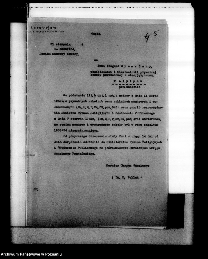 Obraz 9 z jednostki "Prywatna Szkoła Powszechna z niemieckim językiem nauczania w Lipińcu powiat Chodzież"