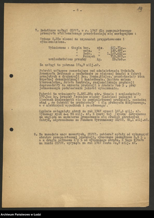 Obraz 20 z jednostki "Centralny Zarząd Przemysłu Włókienniczego; sprawozdania produkcyjne [opisowe, tabele i wykresy]"