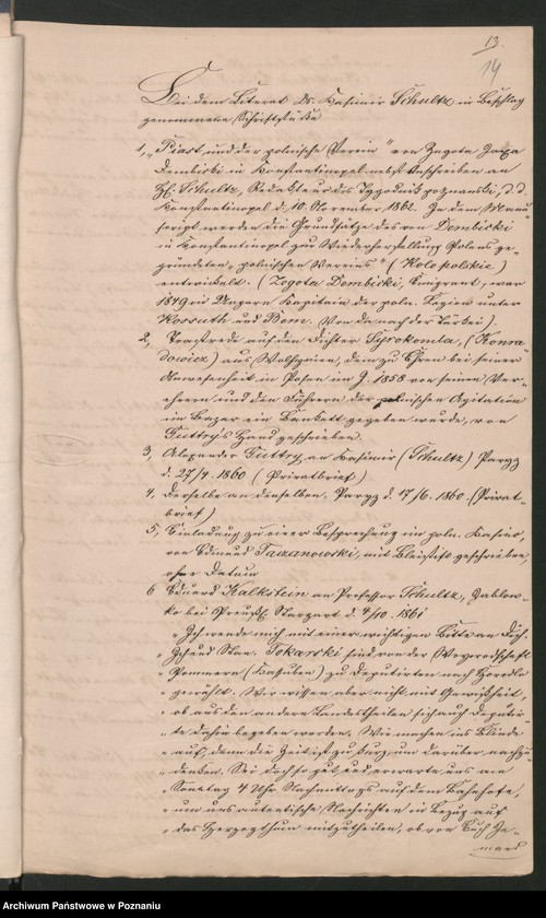 Obraz 19 z jednostki "Die Organisation einer Verschwörung unter der polnischen Bevölkerung der Provinz Posen /Poznań/ im Anschluss an die Insurrektion im Königreiche Polen."