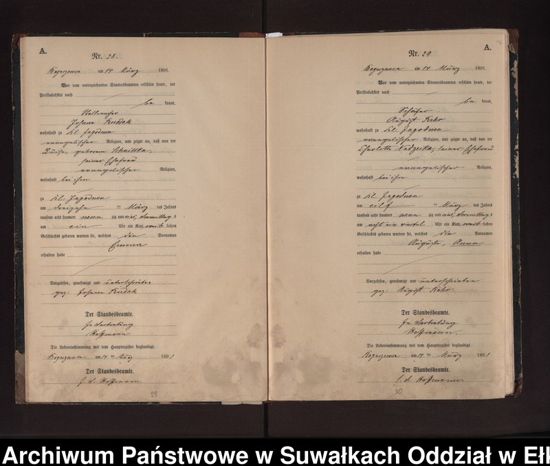 image.from.unit.number "Geburts-Neben-Register des Preussischen Standes-Amtes Rydzewen Kreis Loetzen"