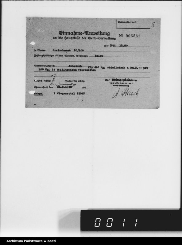 Obraz 9 z jednostki "Einnahme Anweisungen. [za różne wyroby] 73"