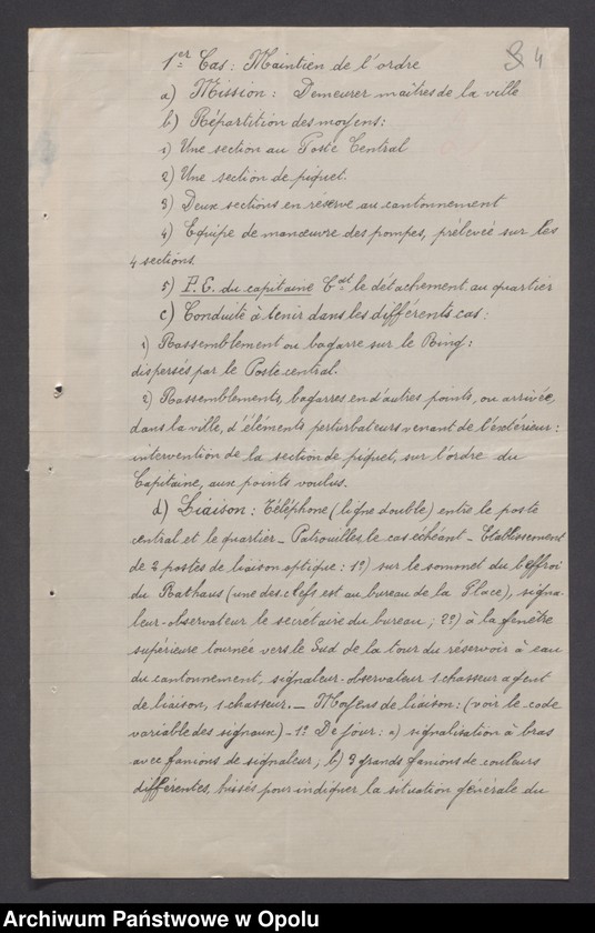 Obraz 6 z jednostki "/Plany obrony poszczególnych garnizonów przez oddziały wojsk francuskich na Górnym Śląsku na wypadek alarmu/"