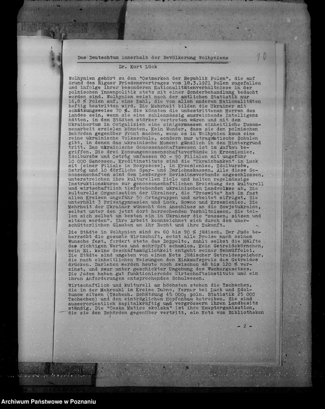 Obraz 14 z jednostki "Materiały dotyczące sytuacji Niemczyzny na Wołyniu, w Galicji i w okręgach białostockim i narewskim"