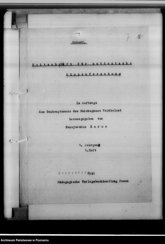 Obraz 12 z jednostki "[Korespondencja w sprawie wydawnictwa pod tytułem: Zeitschrift für ostdeutsche Sippenforschung]"