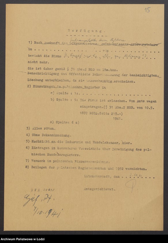 Obraz 17 z jednostki "Herszlik Knopf, Saul Wołkowicz- przędzalnia zgrzebna i wigoniowa"