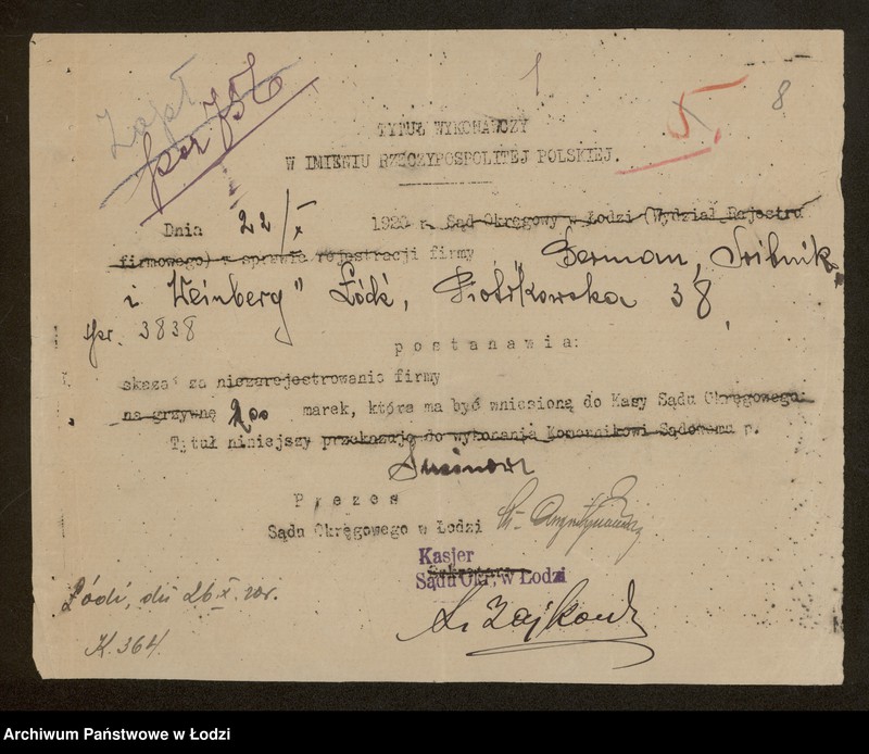 Obraz 10 z jednostki "Walerauch, Srebnik, Wajnberg- handel przędzą"