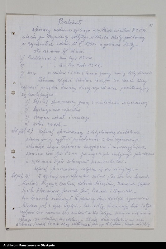 image.from.unit.number "Protokoły zebrań wyborczych i walnych zebrań członków /1951/, posiedzeń plenarnych ,egzekutywy, narad aktywu partyjnego, sprawozdania, ankiety sprawozdawcze /1949-1954/ Komitetu Gminnego PZPR"