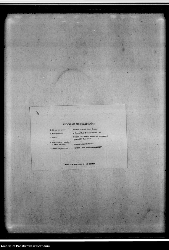 Obraz 12 z jednostki "Protokoły zebrań zarządu oddziału, brudnopisy, wycinki prasowe, m.in. dotyczące uczczenia 100 rocznicy śmierci Balzaka"