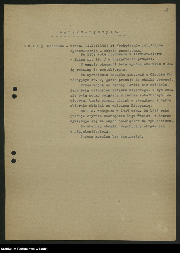 Obraz 19 z jednostki "Propozycje PPR i PPS w sprawie kierownictwa łódzkiej organizacji PZPR; [wykazy i charakterystyki kandydatów]"