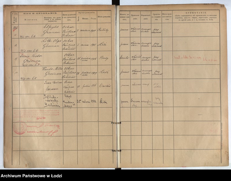 Obraz 9 z jednostki "[Księga ludności stałej m. Łodzi guberni piotrkowskiej nr domu 826-831]"