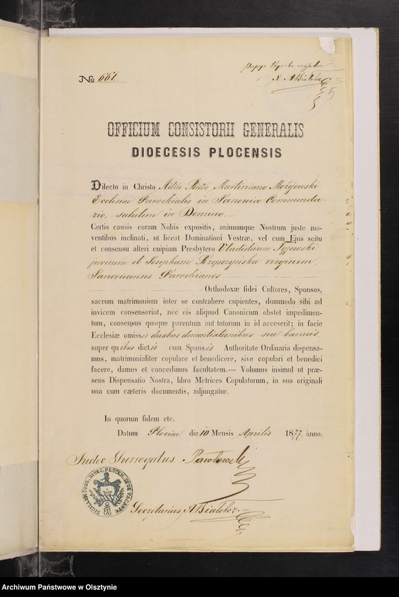 image.from.unit.number "Dokumenty Prinadležiŝìe k˝ Aktam˝ vstupivših˝ v˝ zakonnyj Brak˝ v˝ Ânoveckom˝ Prihodî v˝ 1877 goda [Annexa do akt stanu cywilnego Parafii Janowiec w 1877 roku]"