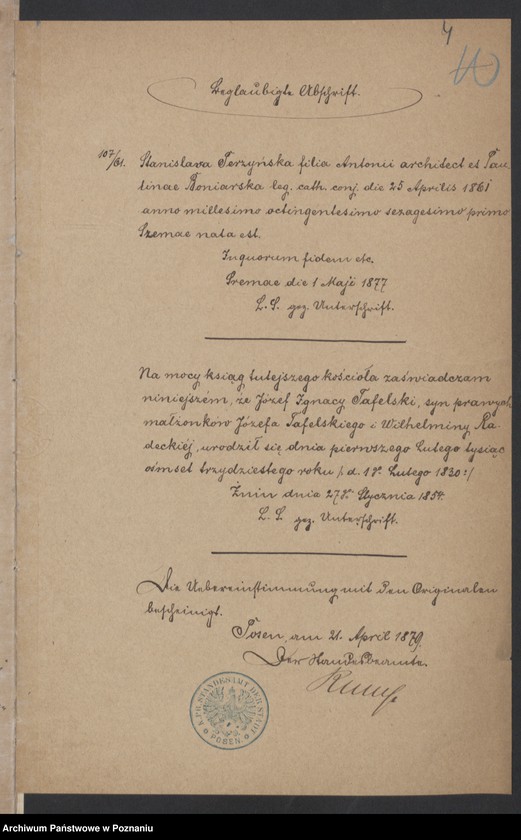 Obraz 6 z jednostki "Die von den Verlobten zum Aufgebot beigebrachten Urkunden pro 1877"