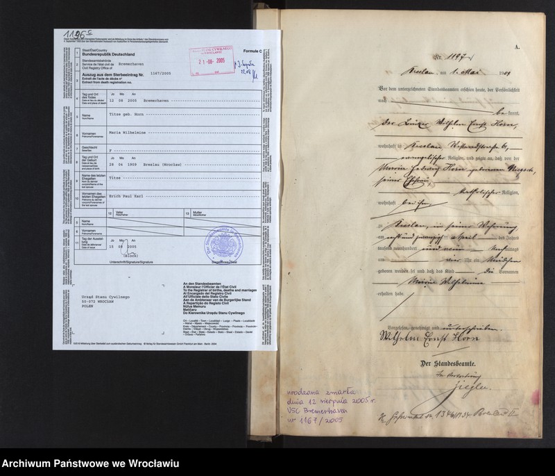 image.from.unit.number "Geburts-Haupt-Register Breslau I 1909 Band 4"