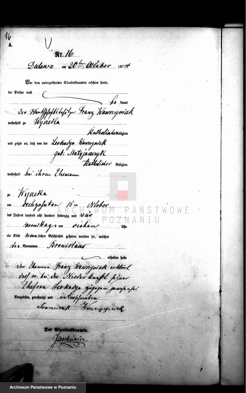 Obraz z zespołu "Urząd Stanu Cywilnego Dalewo (pow. śremski)"