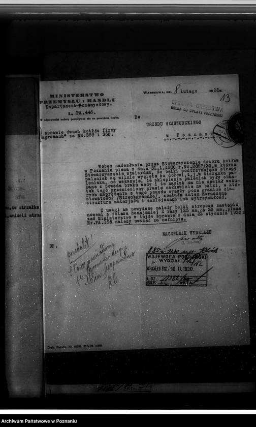 Obraz 17 z jednostki "Zakłady mechaniczne "Agromech" Poznań-Sołacz-Urbanowo nr woj. kotła 6431"