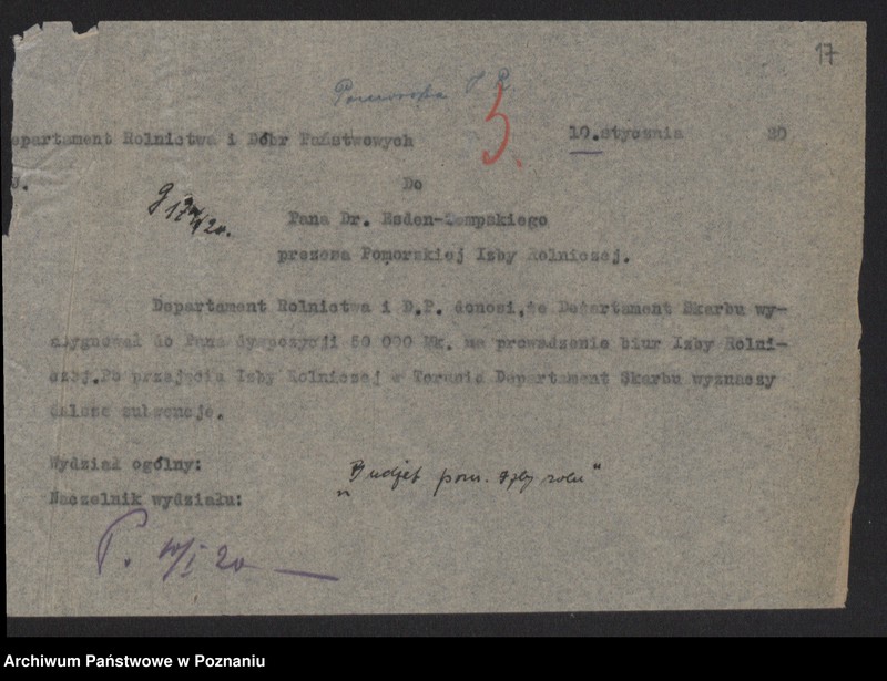 Obraz 19 z jednostki "[Pomorska Izba Rolnicza] - głównie sprawy budżetowe"