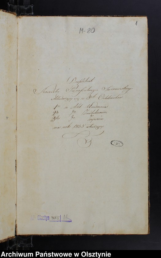 image.from.unit.number "Duplikat Urodzonych Zaslubionych Zmarłych w parafii Sarnowskiey z roku 1835"