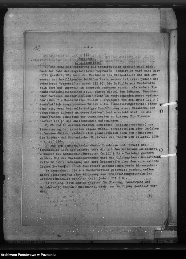Obraz 16 z jednostki "Zarządzenia i sprawozdania w sprawie wykorzystania kredytów na umocnienie niemczyzny nad granicami państwa"