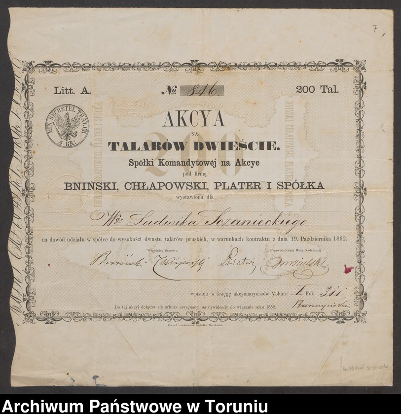 image.from.unit.number "[Michał Leon Sczaniecki i Bogusława z Kruszyńskich. Akcje, rachunki, wyliczenia finansowe, autografy (m. in. Szymona Askenazego), "bilet na bal u sułtana", itp.]"