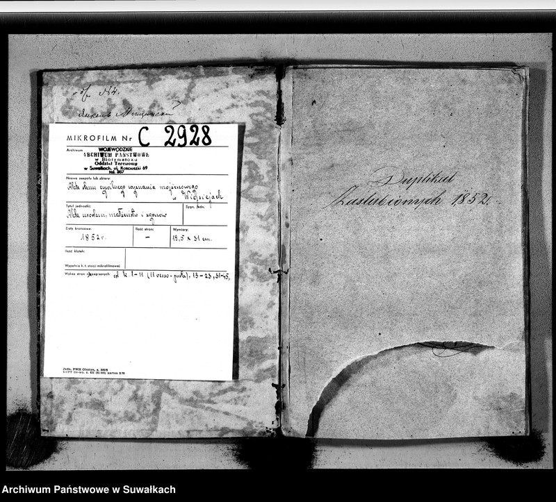 image.from.unit.number "Duplikat Zaślubionych, Urodzonych i Zmarłych Okręgu Wiejsieje Wyznania Moyżeszowego za rok 1852"