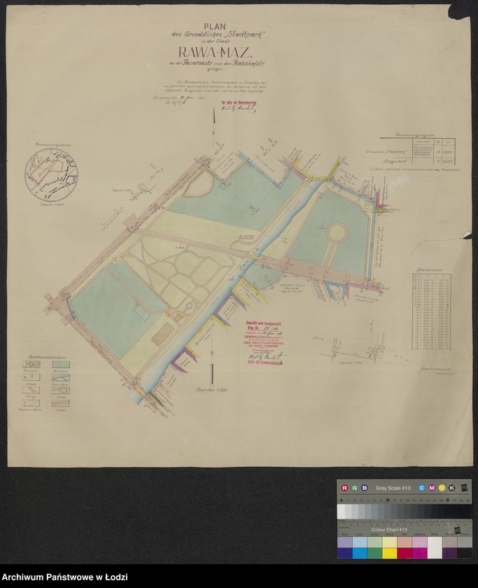 Obraz 1 z jednostki "Plan des Grundstückes "Stadtpark" in der Stadt Rawa Mazowiecka an der Fawornastrasse und Bahnhofstrasse gelegen"