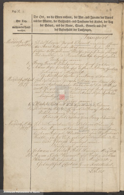 Obraz 9 z jednostki "Taufbuch Märzdorf 1827-51 [kościół filialny w Żelaznej parafii rzymskokatolickiej w Lipowej]"