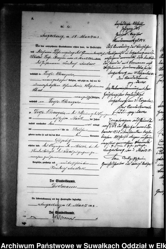 image.from.unit.number "Geburts-Neben-Register des Königlichen Preussischen Standes-Amtes Gr. Strengeln Kreis Angerburg"