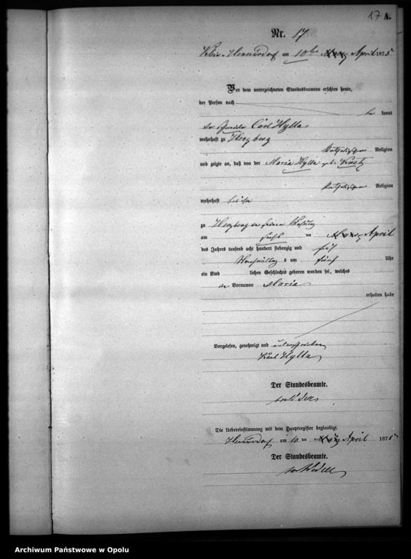 image.from.unit.number "Geburts-Neben-Register des Standesamtsbezirks Hennersdorf [1875]"