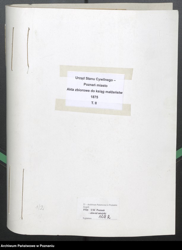 Obraz 2 z jednostki "Die von den Verlobten beigebrachten Urkunden zur Eheschliessung pro 1875"