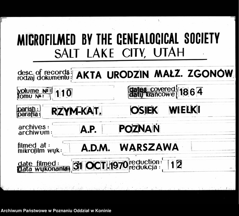 Obraz 1 z jednostki "Duplikat akt urodzeń, zaślubionych i zejścia"