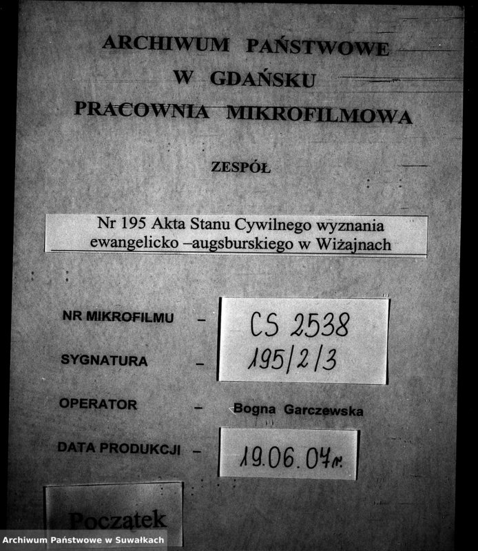 image.from.unit.number "Dowody do Aktów Małżeństw Parafii Ewang. Wiżayny z. r. 1846"