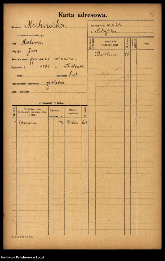 Obraz 8 z jednostki "[Spis ludności Łodzi] Michlicka - Mielczan"