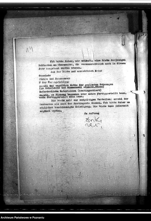 Obraz 20 z jednostki "Fertigstellung unvollendeter polnischer Rohbauten. Grundstücksverkher. Kriegswohnungsbau"