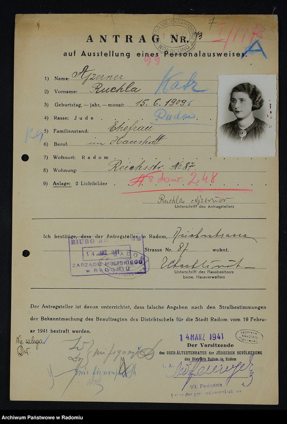 image.from.unit.number "[Wnioski o wydanie dowodów osobistych oraz nie odebrane dowody Ajzenman Złata - Akierman Gerszon]"