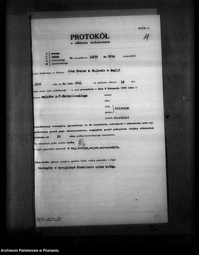 Obraz 15 z jednostki "Majętność Ocieszyn pow. obornicki, własność Skrzydlewski nr woj. kotła 8541"