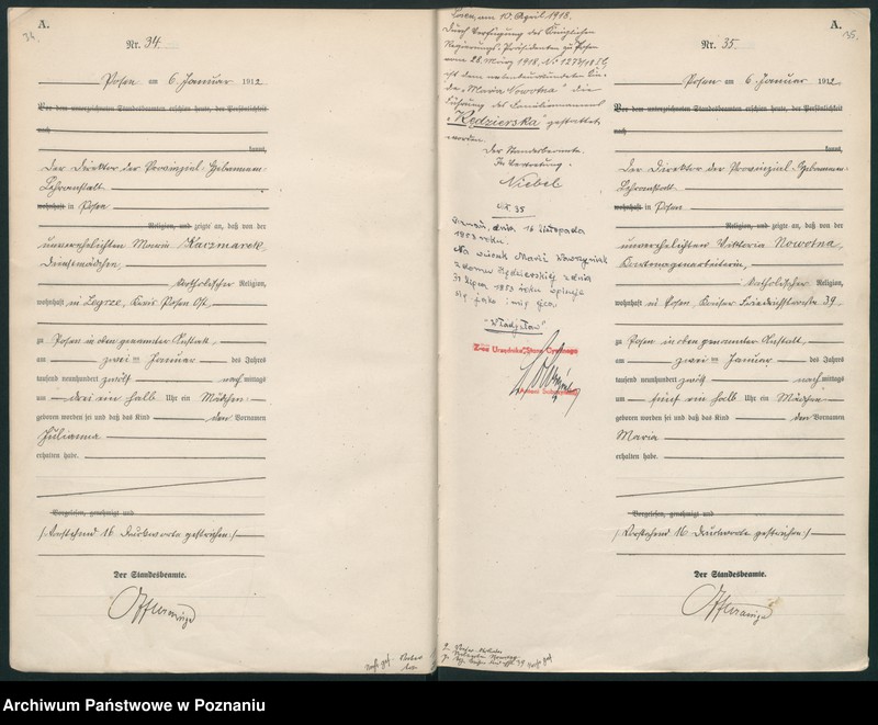 Obraz 20 z jednostki "Księga miejscowa urodzeń tom I [Rejestr główny urodzeń]"