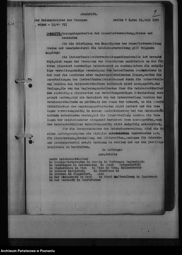 Obraz 6 z jednostki "Bauangelegenheiten der Gauselbstverwaltung, Kreise und Gemeinden"