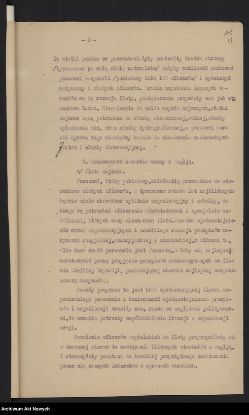 image.from.unit.number "Postulaty w sprawie otrzymania dostępu do morza, utworzenia marynarki wojennej i handlowej. Memoriały, wniosek, notatka, korespondencja"