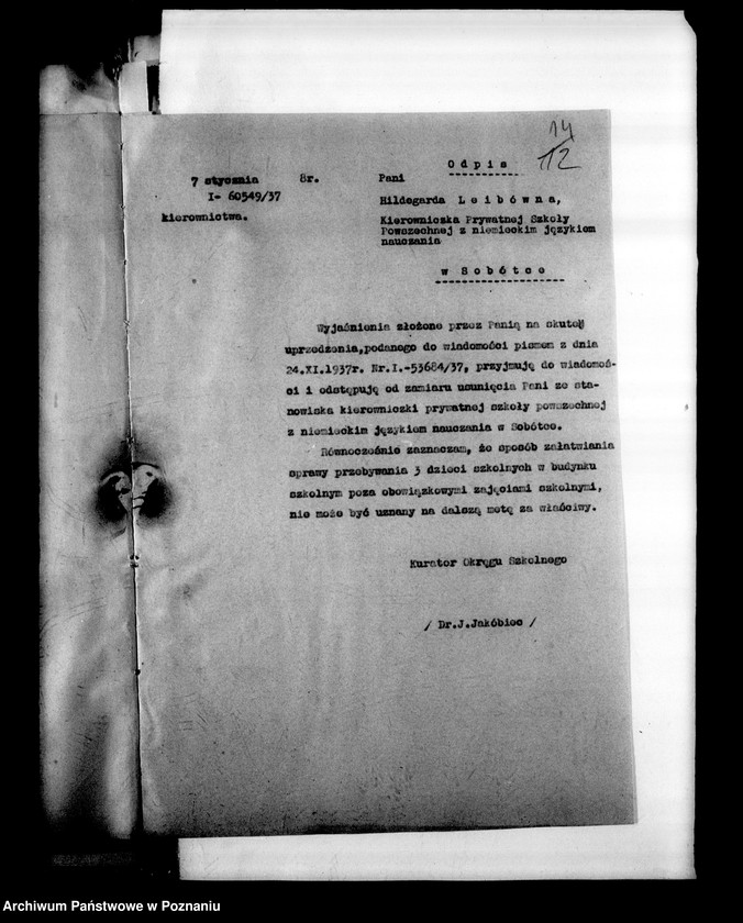 Obraz 18 z jednostki "Prywatna Szkoła Powszechna z niemieckim językiem nauczania Sobótka powiat Ostrów"