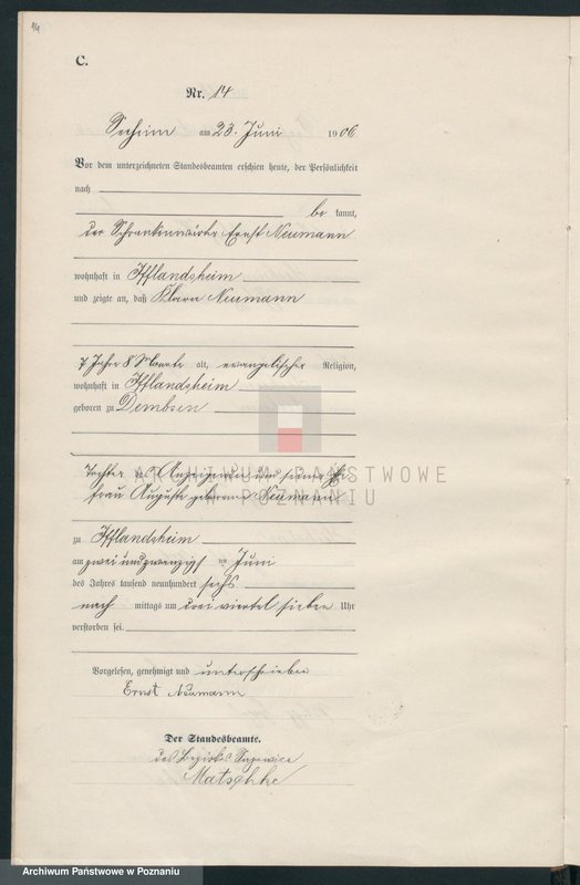 Obraz 17 z jednostki "Sterbe-Haupt-Register"