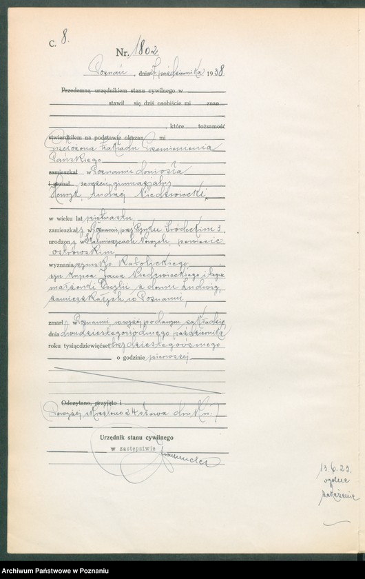 Obraz 10 z jednostki "Księga miejscowa zgonów tom IV [Rejestr główny zgonów]"